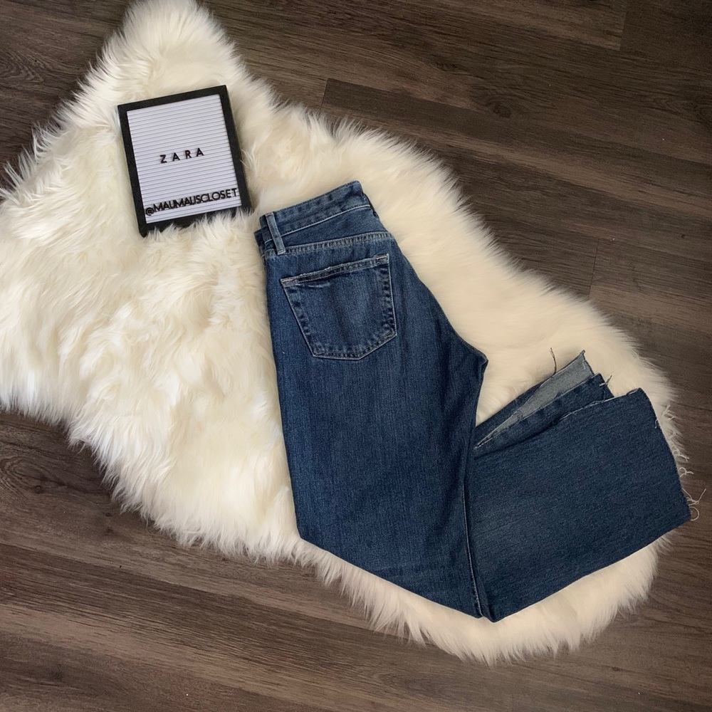 NWT Zara Split Hem Dark Wash Denim Jeans Sz 6